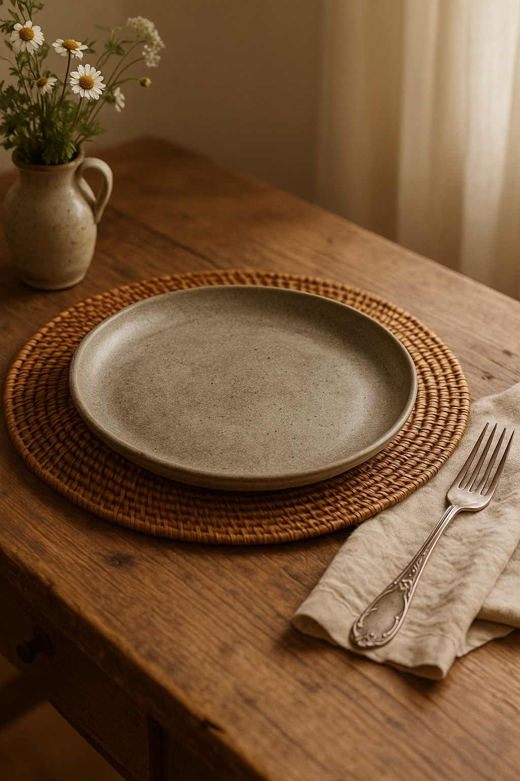 Assiettes plates acier inoxydable style industriel vintage - vue 3 sur 3