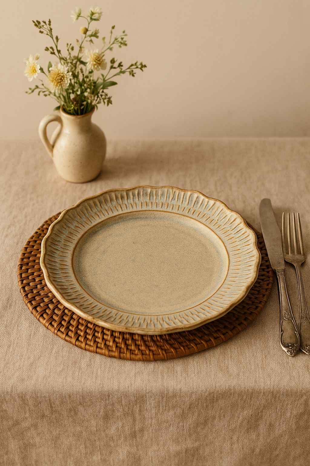 Assiettes plates ceramique relief retro style gastronomique - vue 3 sur 3