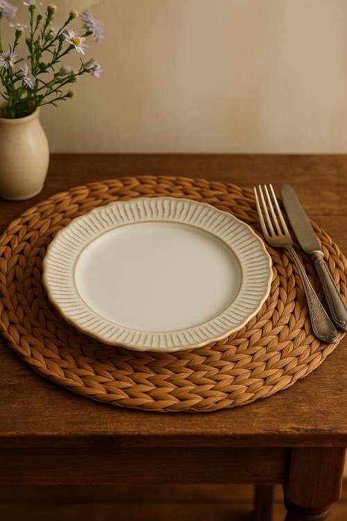 Assiettes plates ceramique relief style retro restaurant