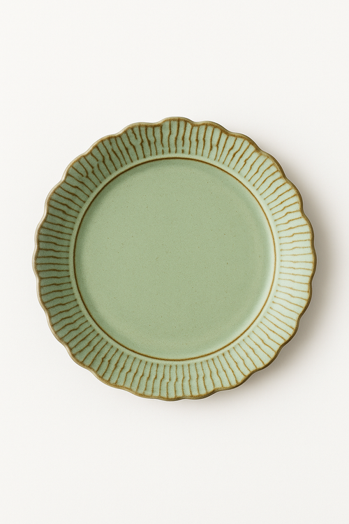 Assiettes plates céramique relief style rétro restauration
