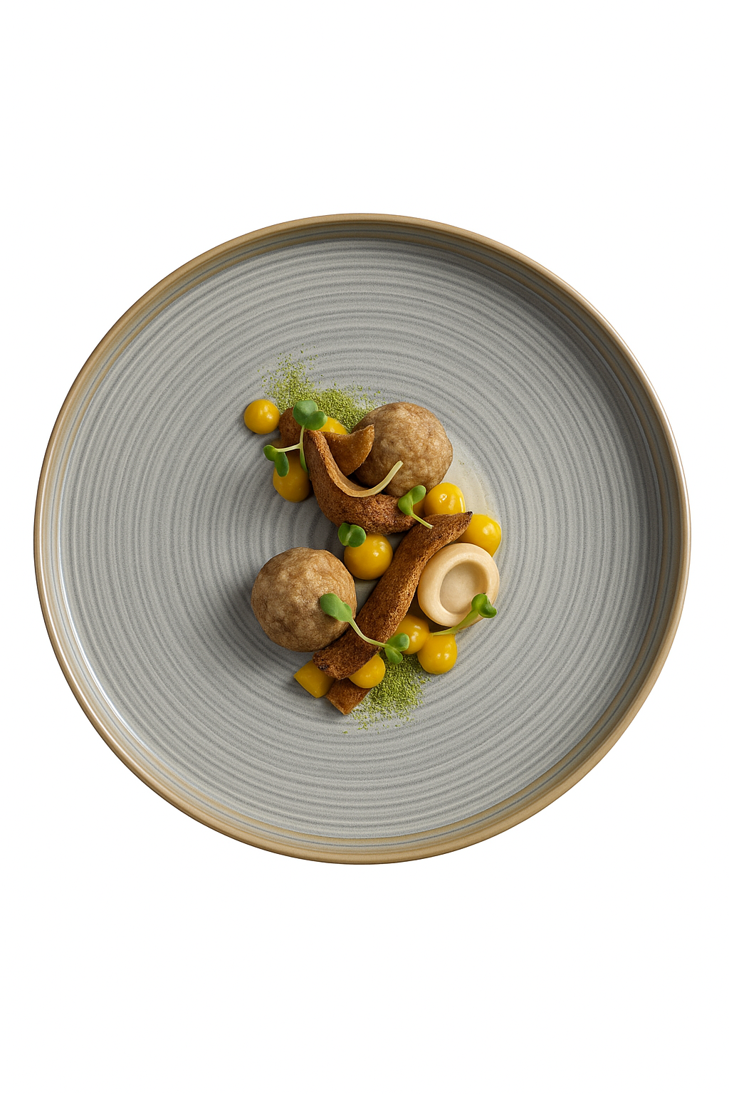 Assiettes plates céramique style vintage motifs restaurant - vue 3 sur 2