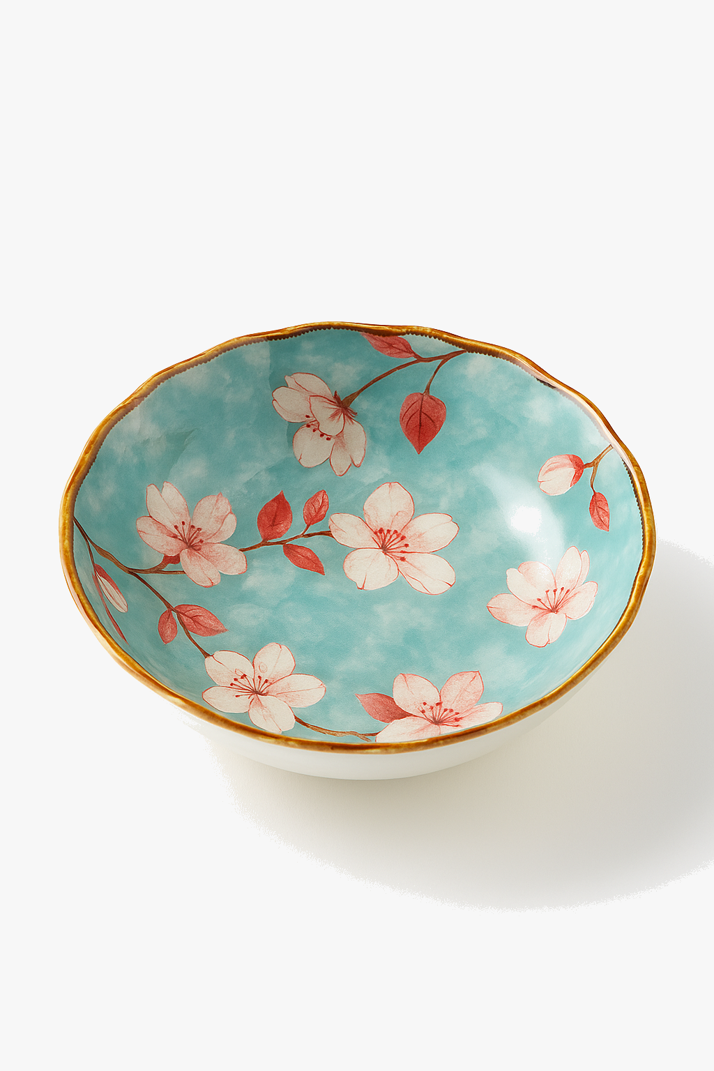 Assiettes plates creuses céramique style japonais motifs floraux