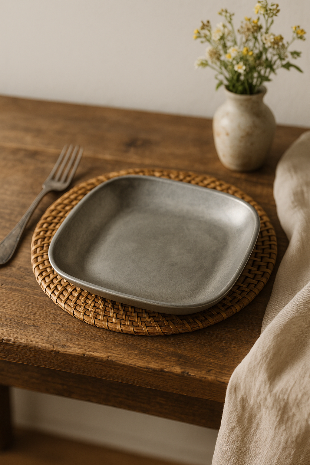 Assiettes plates inox style vintage nordique cuisine - vue 3 sur 3