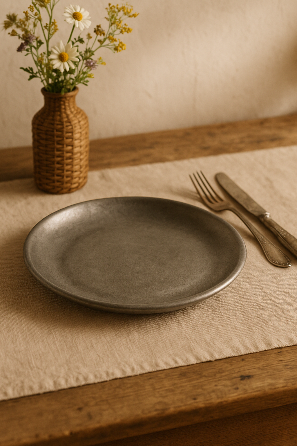 Assiettes plates nordiques vintage en acier inoxydable - vue 3 sur 3