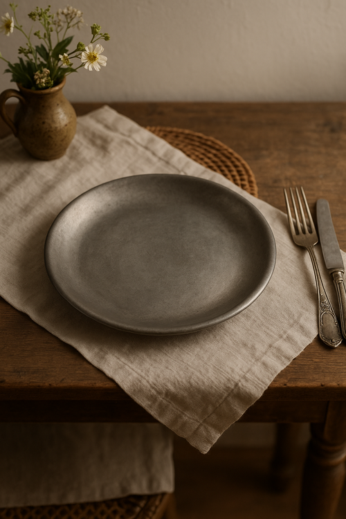 assiettes plates vintage nordique acier inox pour repas