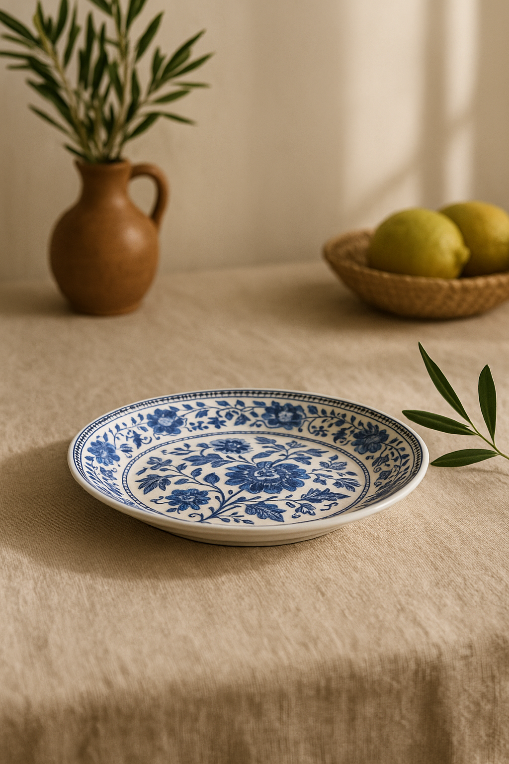 Assiettes poisson Jingdezhen motifs floraux 15 30 cm - vue 3 sur 3