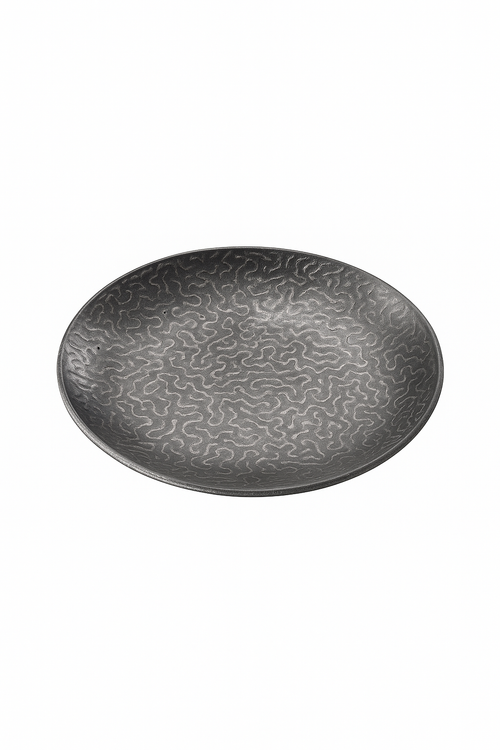 Assiettes rondes acier inoxydable martelé style rétro service - vue 2 sur 2