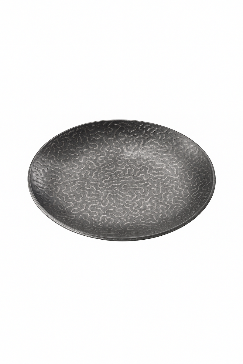Assiettes rondes acier inoxydable martelé style rétro service