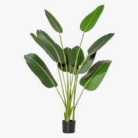 Artificial banana tree with pot and realistic leaves for indoor decoration