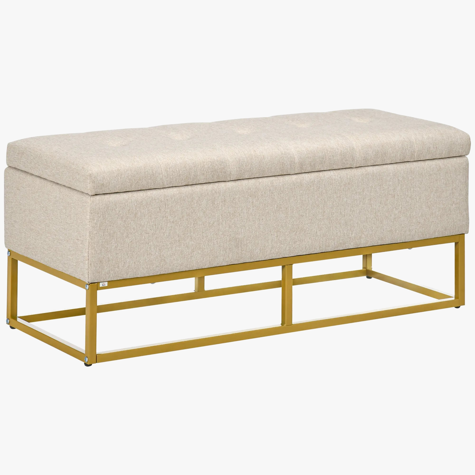 banc de rangement tapissé en lin housse rabattable pratique et élégant