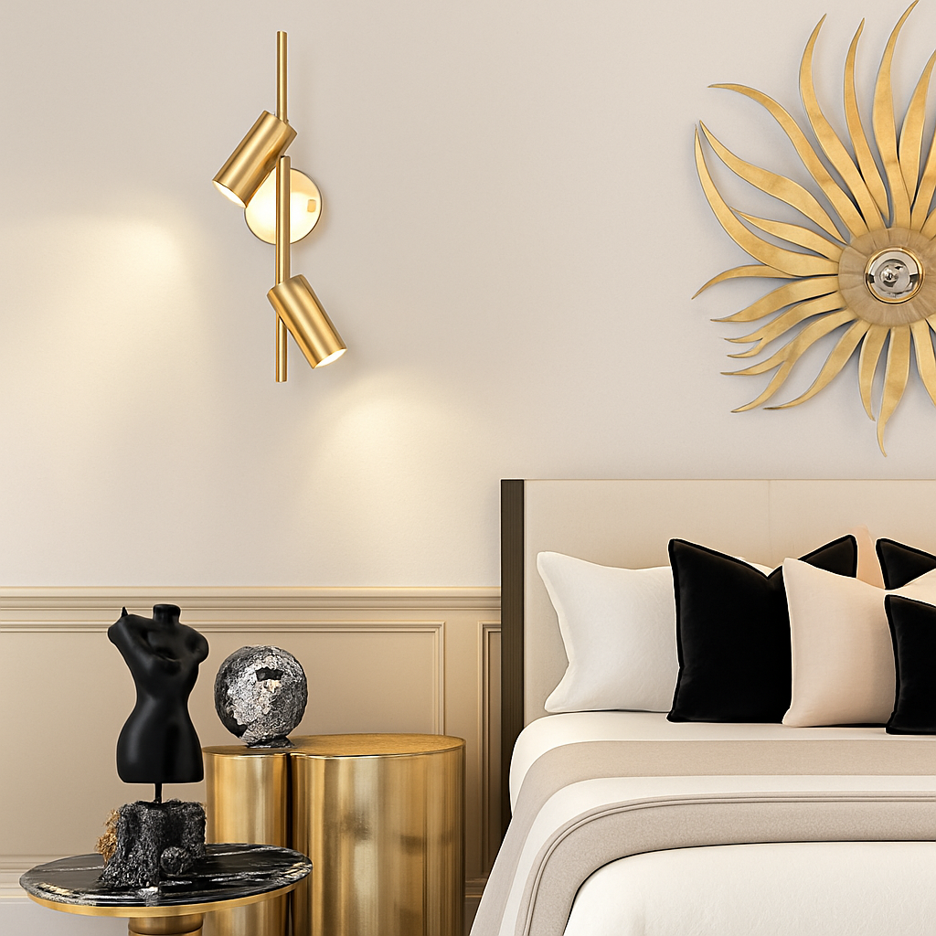 Barre spots LED en aluminium noir et doré Golden - vue 5 sur 7