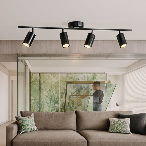 Barre spots LED en aluminium noir ou doré Mounted
