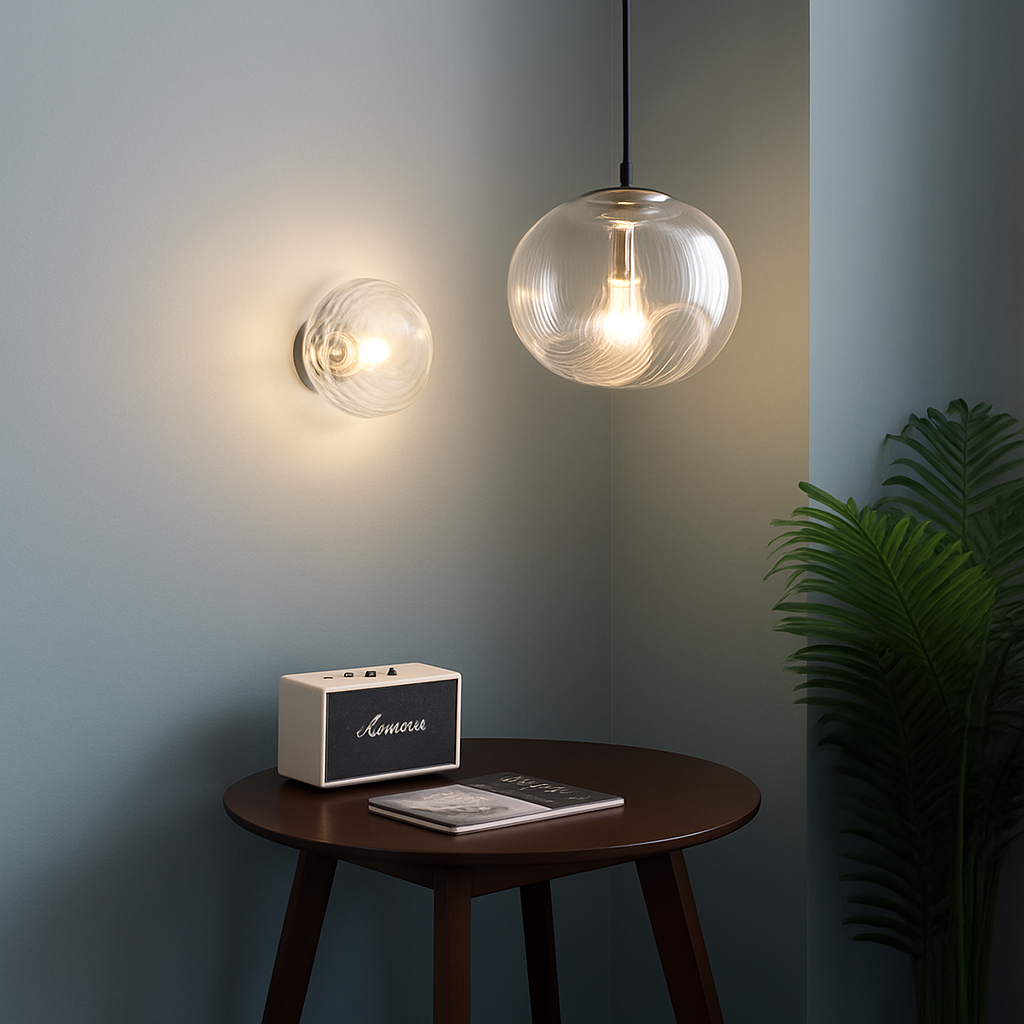Bauhaus Glass Wall Lamp with the Effect on the Wall Clear Smoke Gray Amber Sconce Living Room Decorative Wall Light Hotel Aisle - vue 7 sur 9
