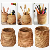 boîte de rangement en rotin pour ustensiles et vaisselle