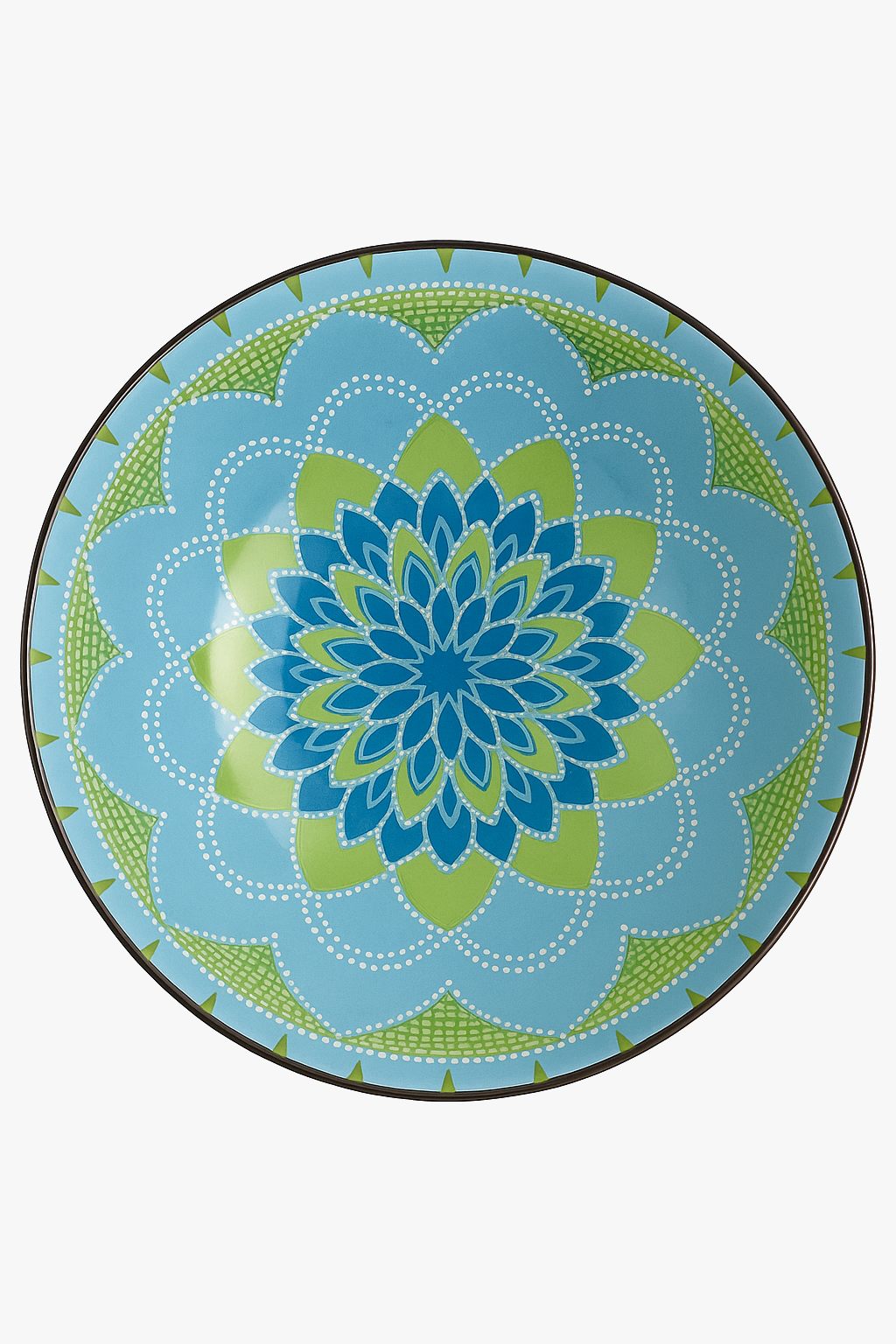 Set of 4 bohemian ceramic soup bowls, patterned 20 cm