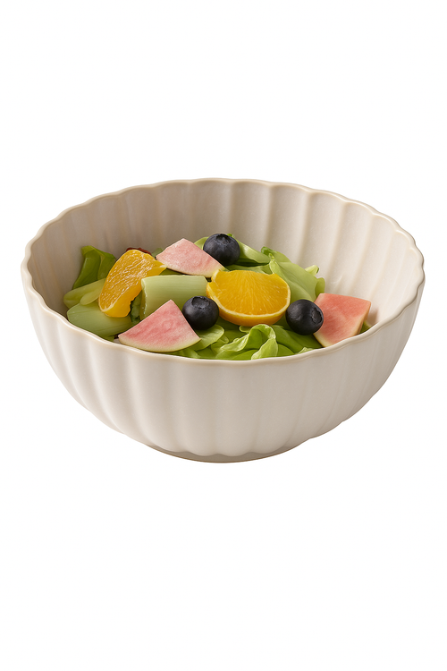 Bol céramique européen bord pétale pour soupe salade - vue 2 sur 2