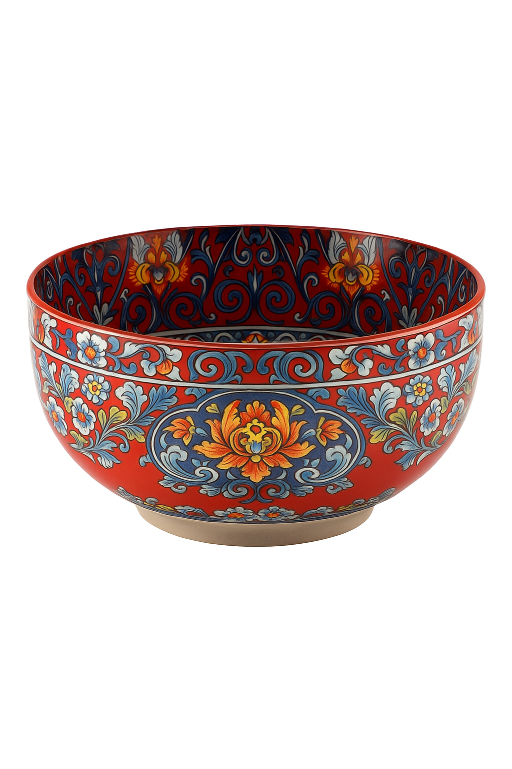 Bol céramique vintage peint main motifs ethniques - vue 2 sur 2