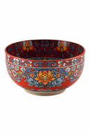 Bol céramique vintage peint main motifs ethniques