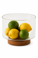 Bol fruits verre base bois design moderne salon