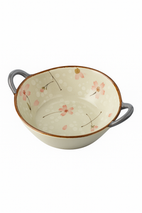 Bol japonais en céramique avec anse motif floral