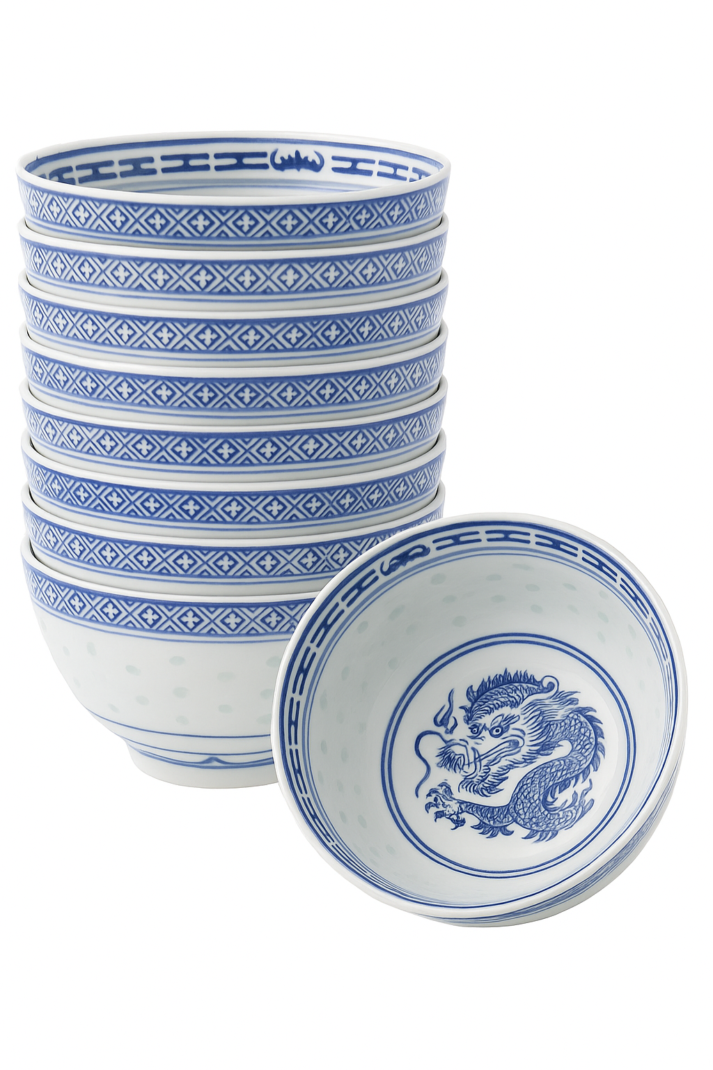 Bol porcelaine jingdezhen motif dragon chinois ramen soupe - vue 2 sur 2