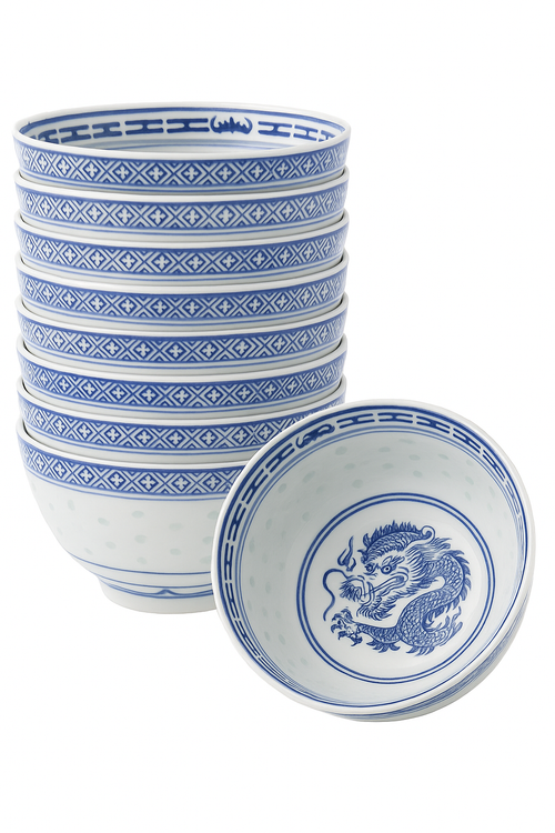 Bol porcelaine jingdezhen motif dragon chinois ramen soupe - vue 2 sur 2