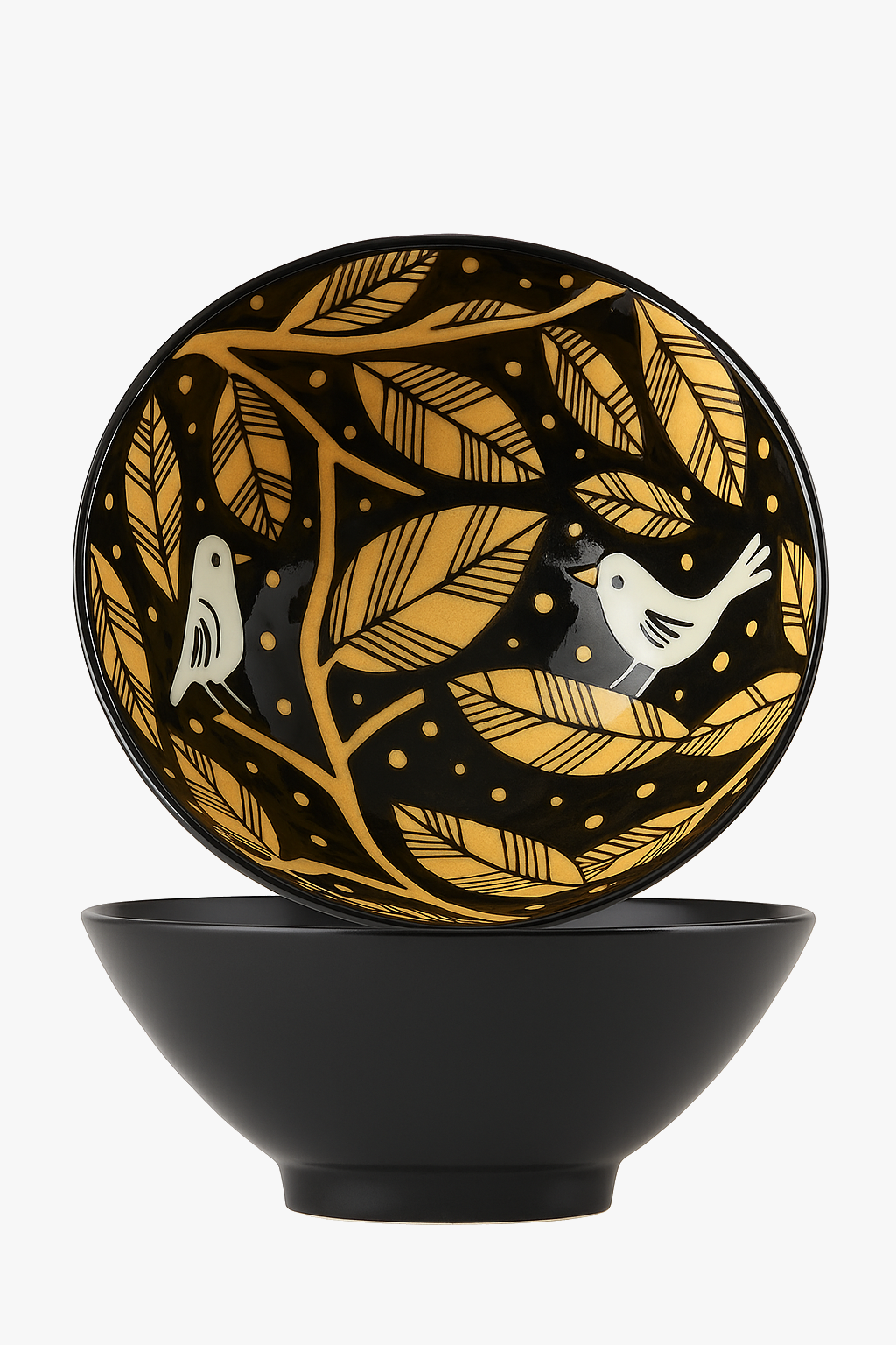 Japanese ceramic ramen bowl with floral pattern, large 1.2 l capacity