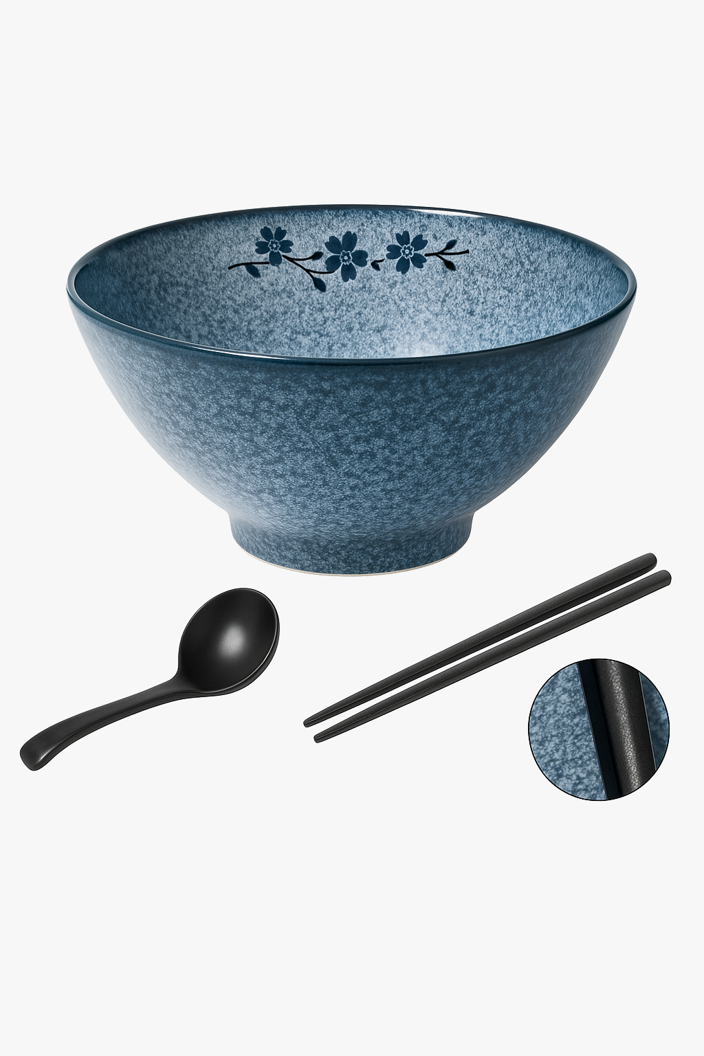 Japanese ceramic ramen bowl with traditional pattern