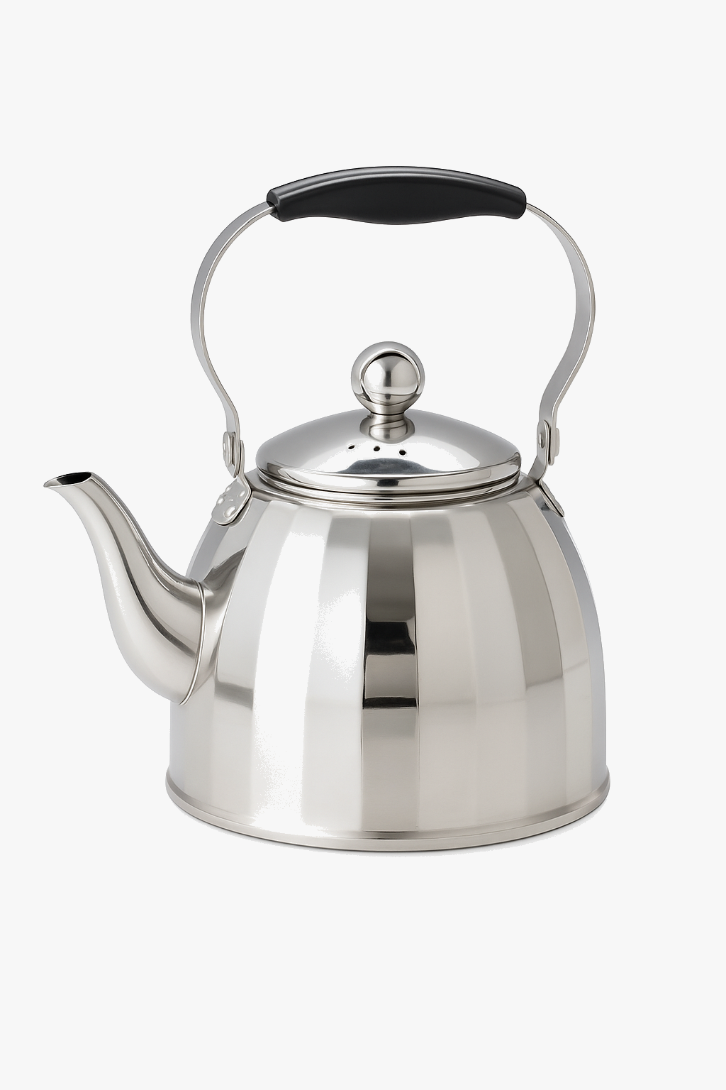 Stainless steel mirror finish kettle with floral pattern and removable infuser