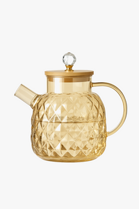 Glass kettle with filter and bamboo lid