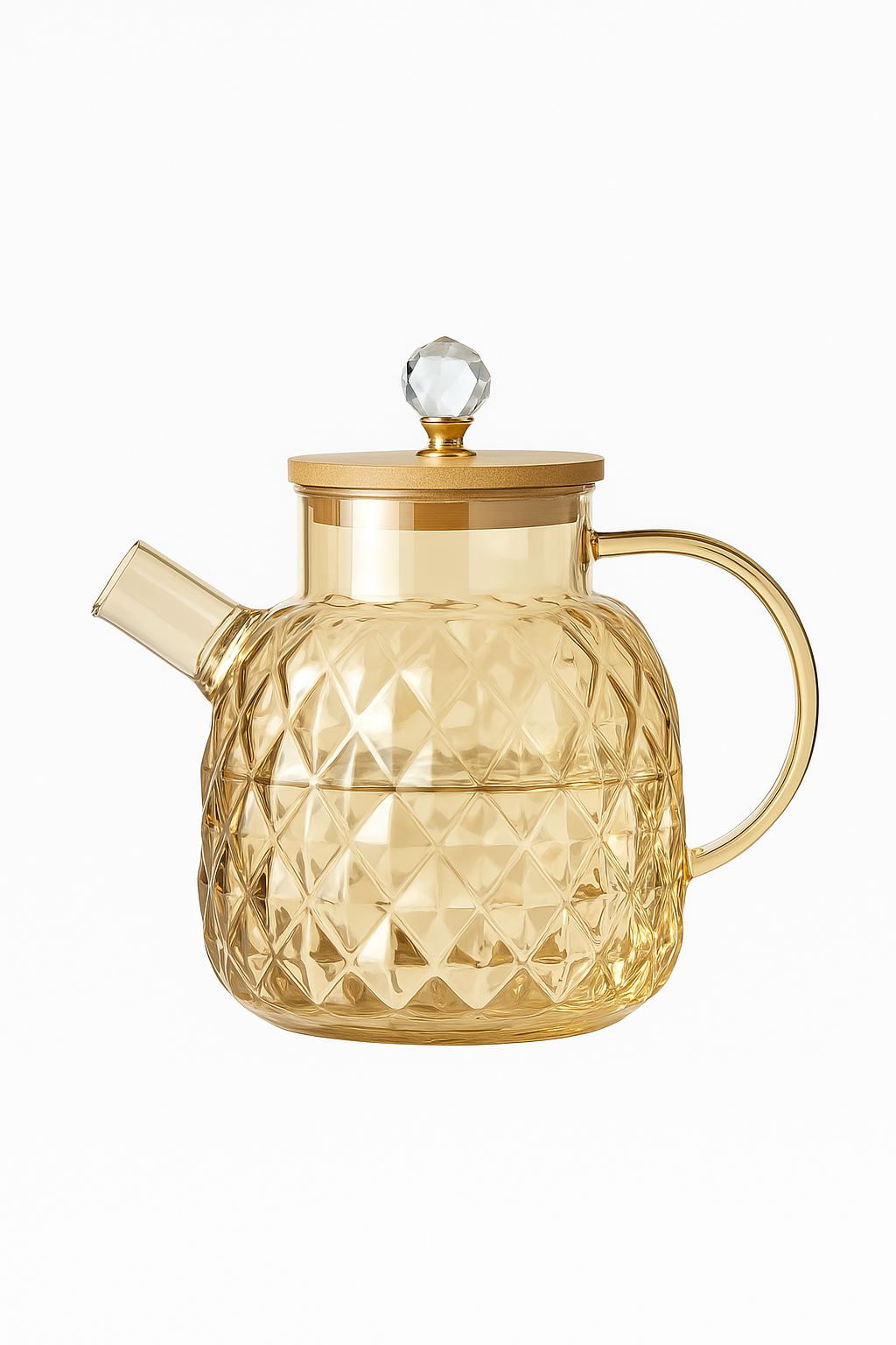 Bouilloire en verre avec filtre et couvercle bambou - vue 2 sur 2