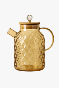 Glass kettle with bamboo lid and removable filter for infusions