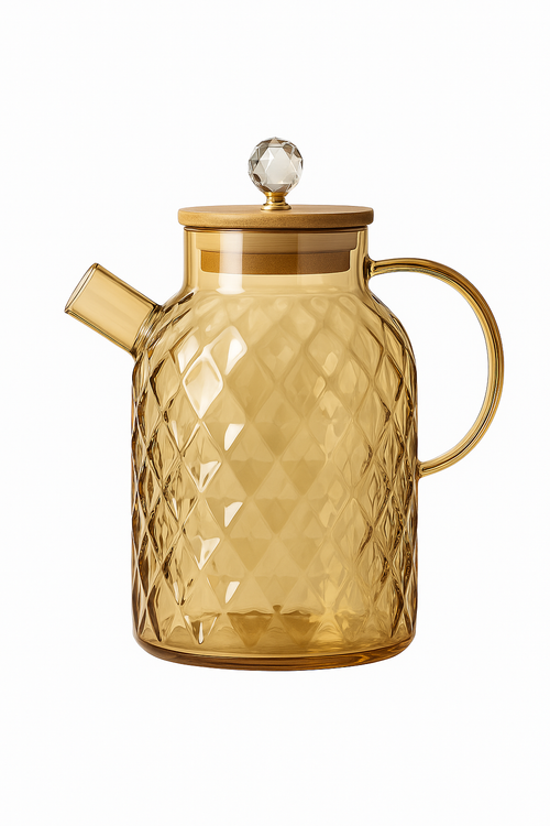 Bouilloire verre couvercle bambou filtre amovible infusions - vue 3 sur 2