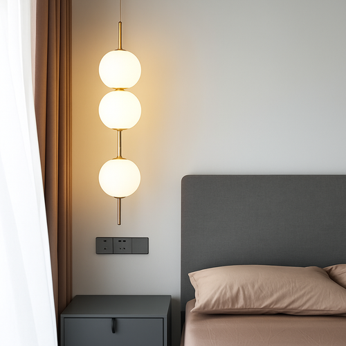 Boule de verre suspension pour chambre chevet lampe suspendue lustres de plafond éclairage moderne décoration entrée Luminaire Led - vue 3 sur 10