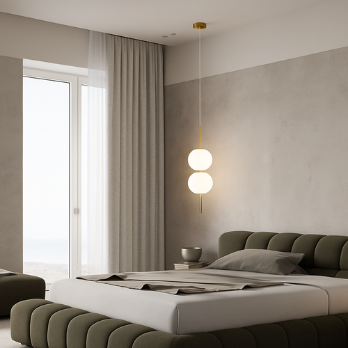 Boule de verre suspension pour chambre chevet lampe suspendue lustres de plafond éclairage moderne décoration entrée Luminaire Led - vue 5 sur 10