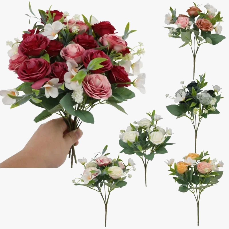 bouquet de roses artificielles en soie pour décoration intérieure