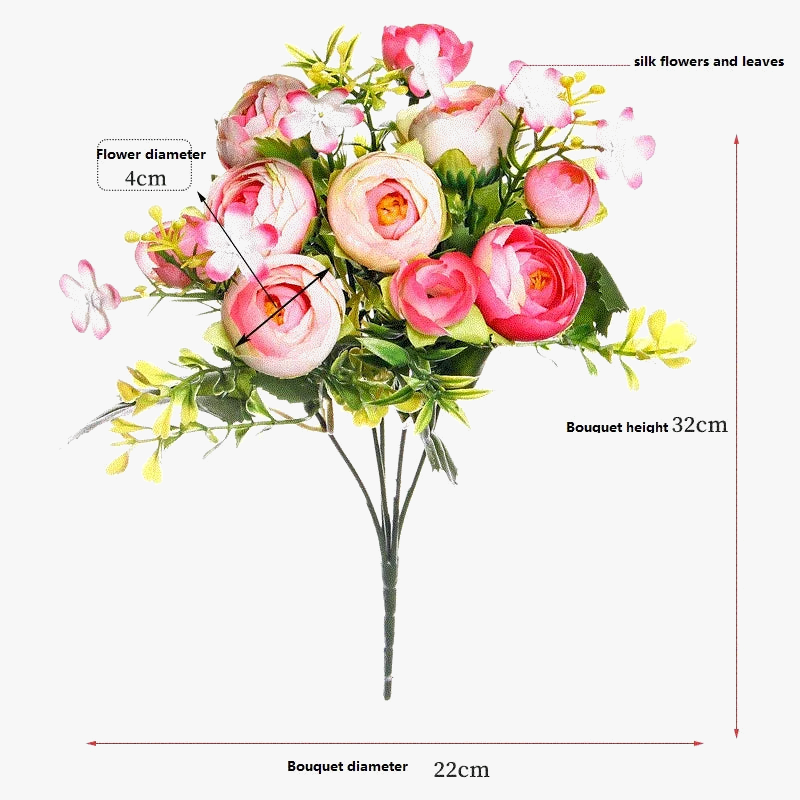 bouquet de roses artificielles en soie pour décoration élégante