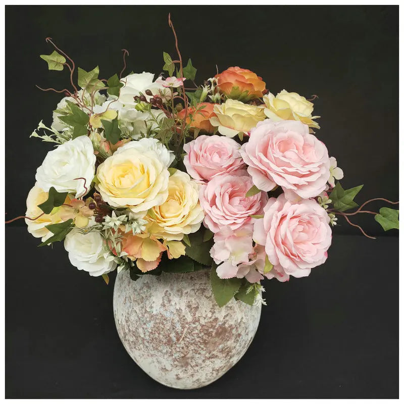 bouquet de roses en soie pour décoration de mariage et jardin
