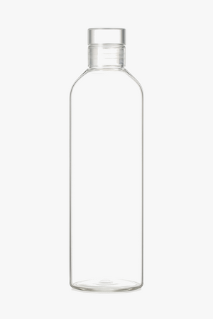 Reusable glass water bottle with leak-proof lid