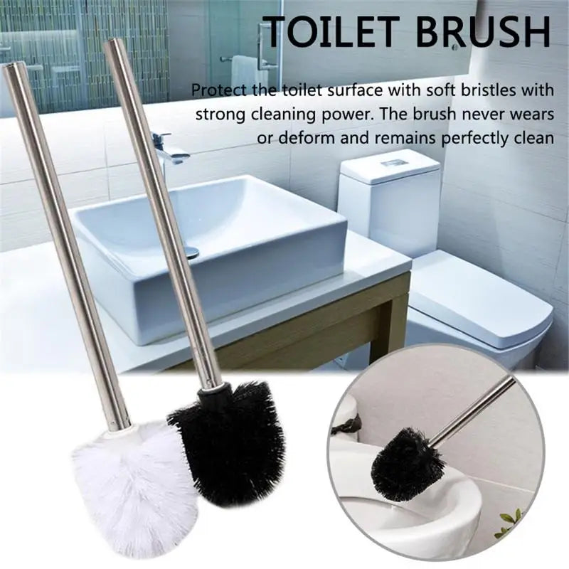 brosse de toilette en plastique avec manche inox et poils souples