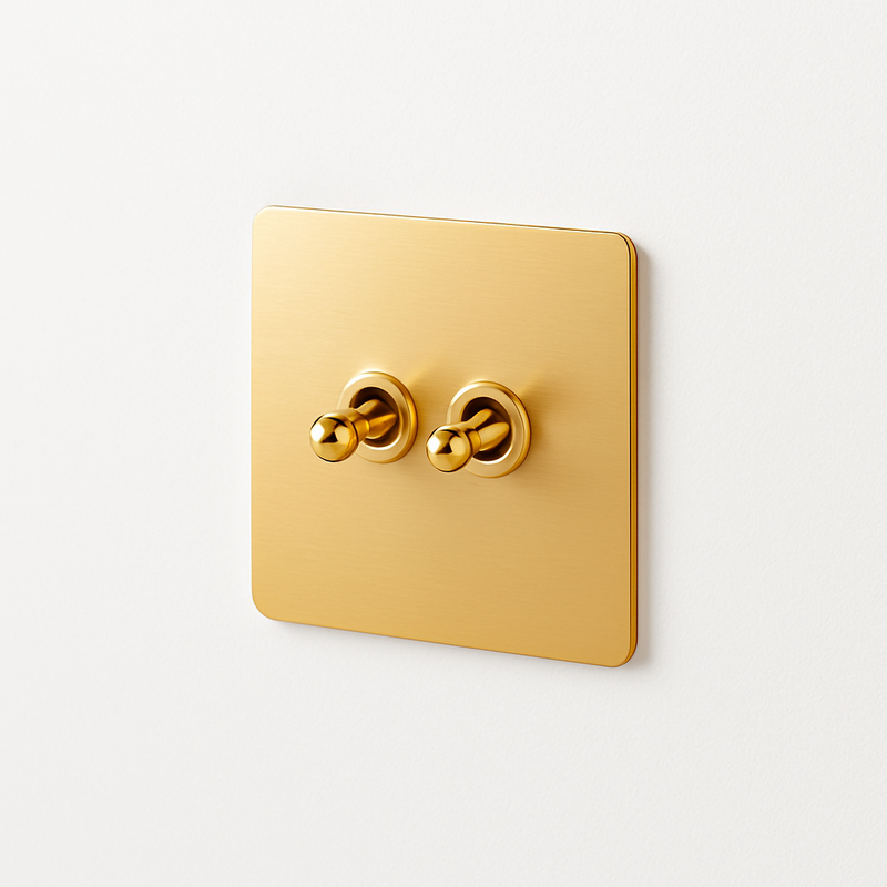 Cache prise vide en acier doré brossé et bords arrondis