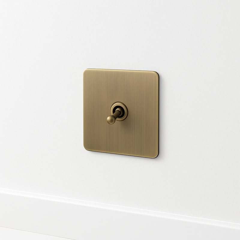 Cache prise vide en acier gris brossé bords arrondis