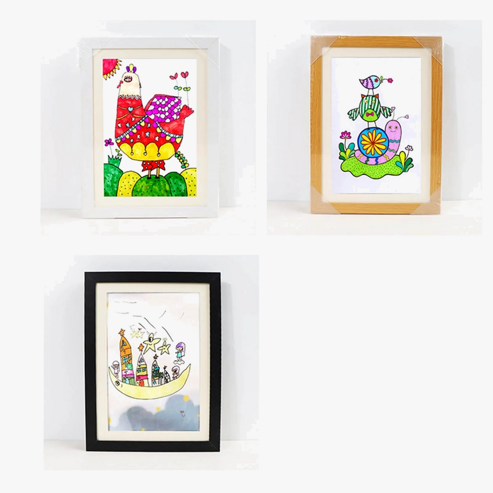 cadres photo en bois pour enfants avec rangement artistique