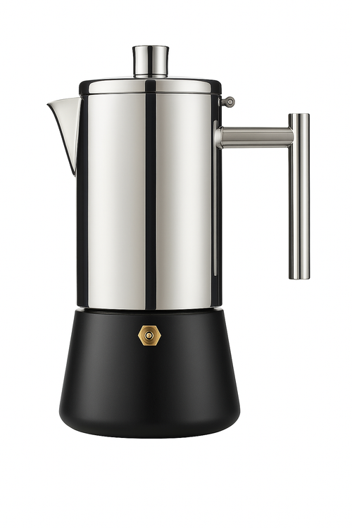 Cafetiere italienne inox induction design classique 200 400ml - vue 3 sur 2