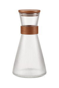 Carafe en verre style japonais etui noyer stries