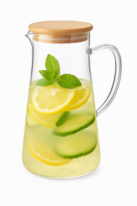 Carafe verre poignée couvercle bambou 135 cl