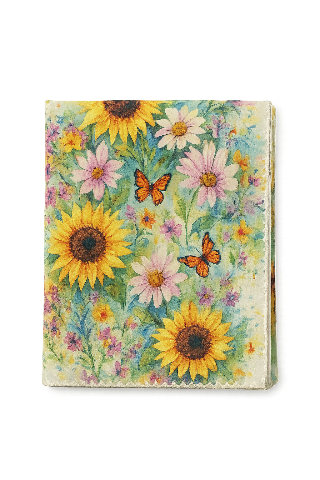 Chemin de table motifs tournesols papillons style champetre