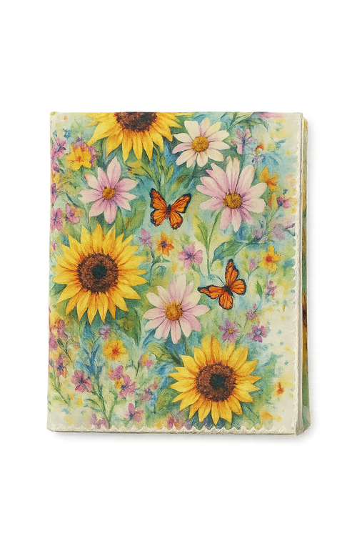 Chemin de table motifs tournesols papillons style champetre