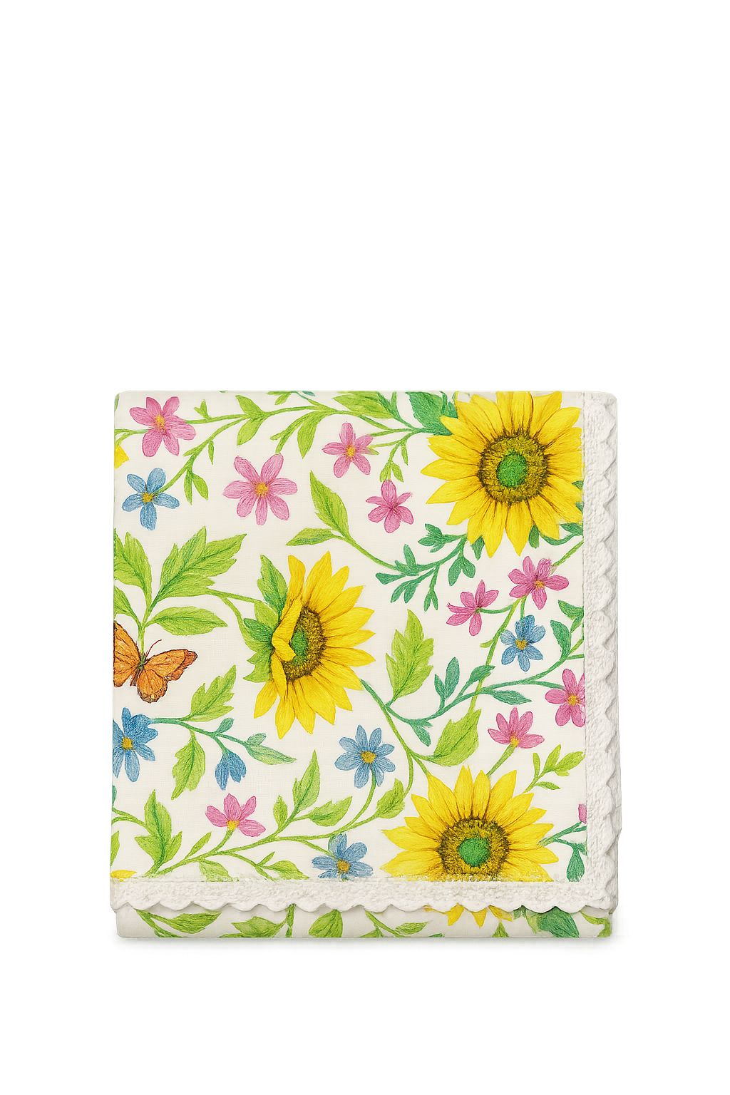 Chemin de table motifs tournesols papillons style champêtre