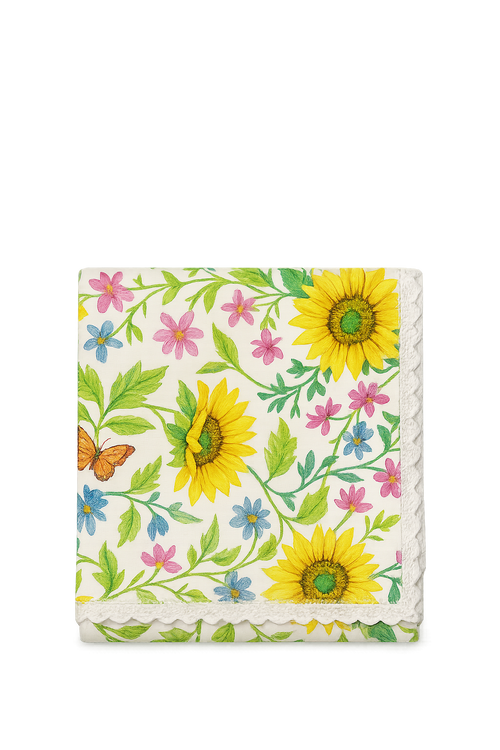 Chemin de table motifs tournesols papillons style champêtre